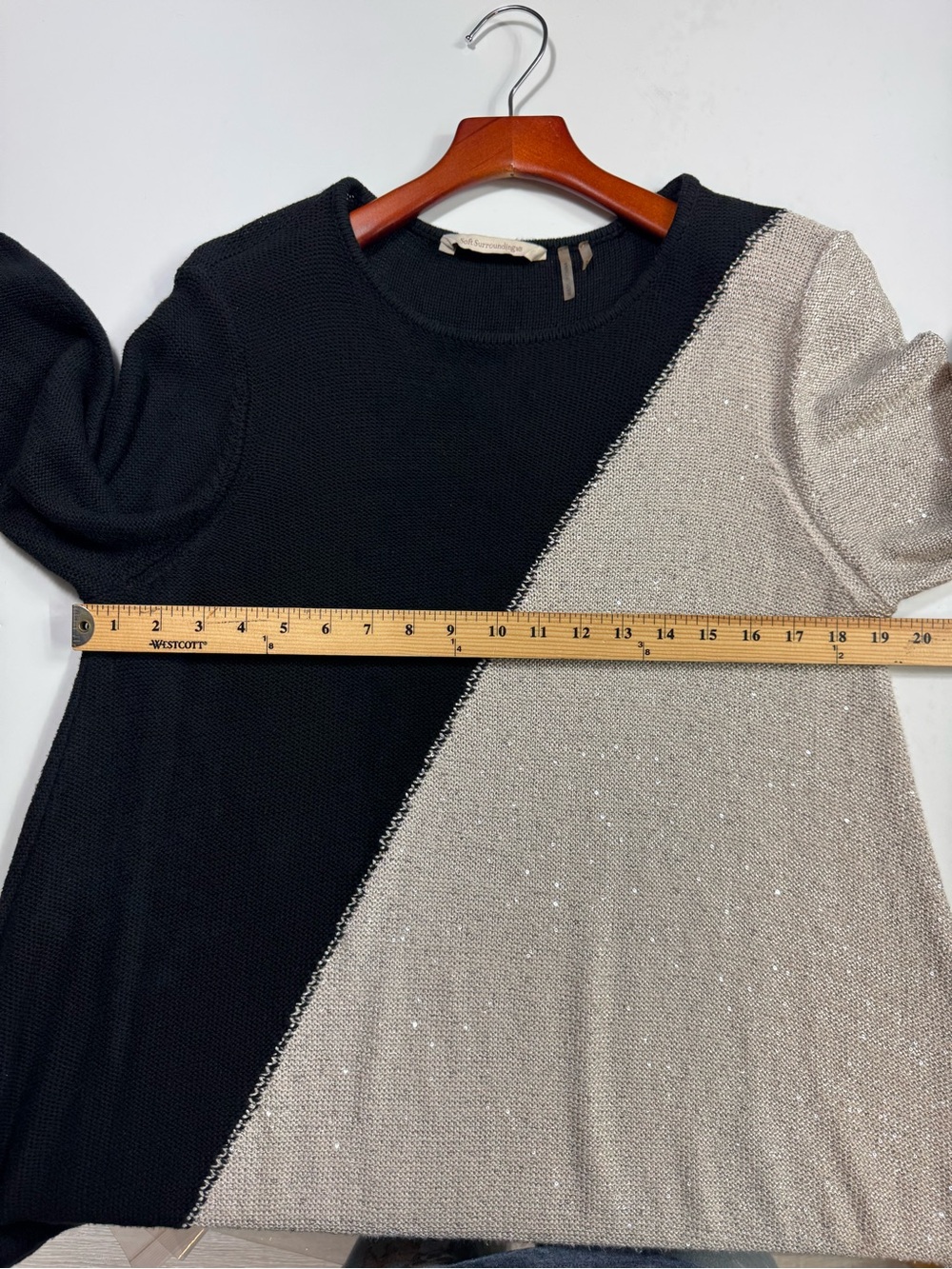 SOFT SURROUNDINGS Sequin Colorblock Tunic Sweater XL Black Silver Sparkle - Picture 11 of 15